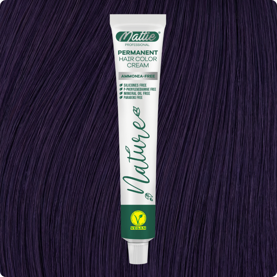Mattie Professional Nature (0.22) Midnight Violet - Vegan Permanent Hair Color Cream 60ml