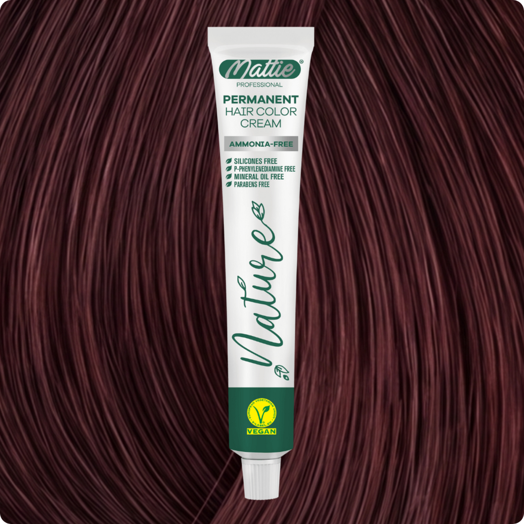 Mattie Professional Nature (5.66) Rouge Vin Red - Crème De Coloration Permanente Vegan Et Sans Ammoniaque 60 ml