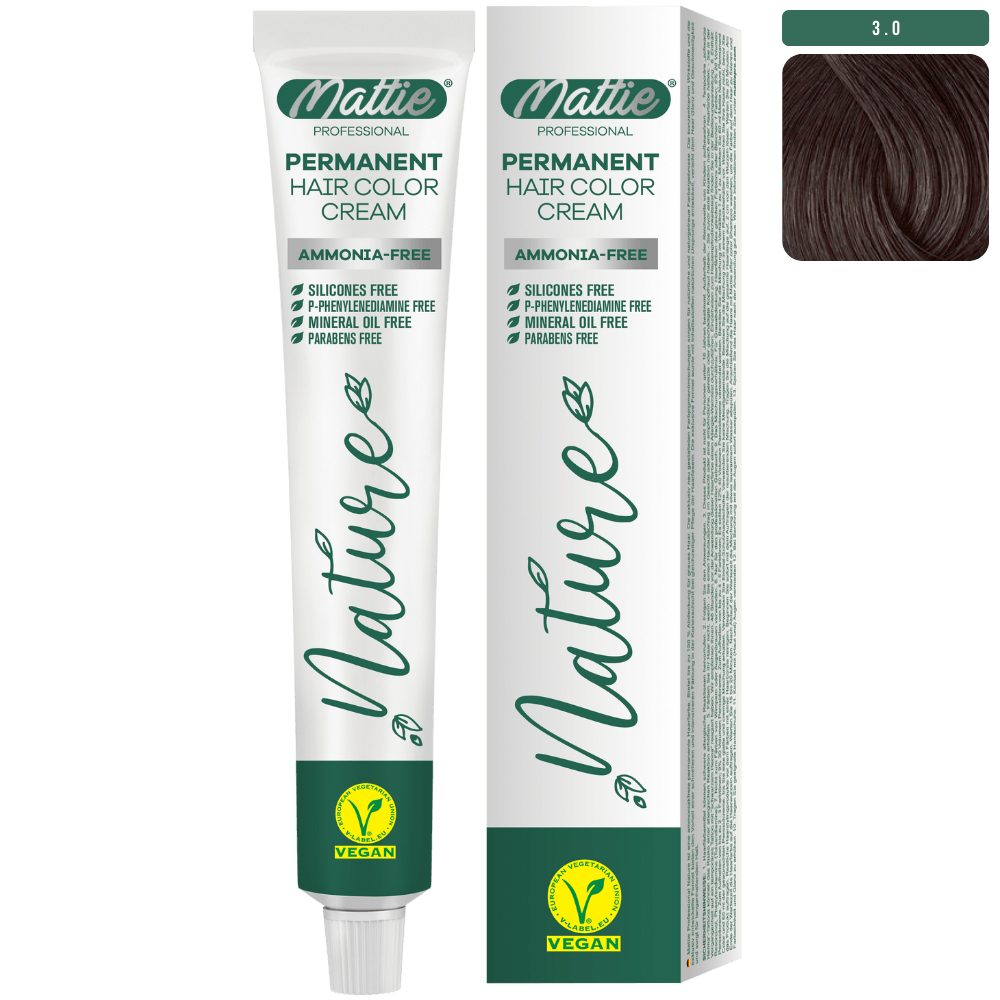 Mattie Professional Nature (3.0) Brun Foncé Intense - Végane Crème De Coloration Permanente 60ml