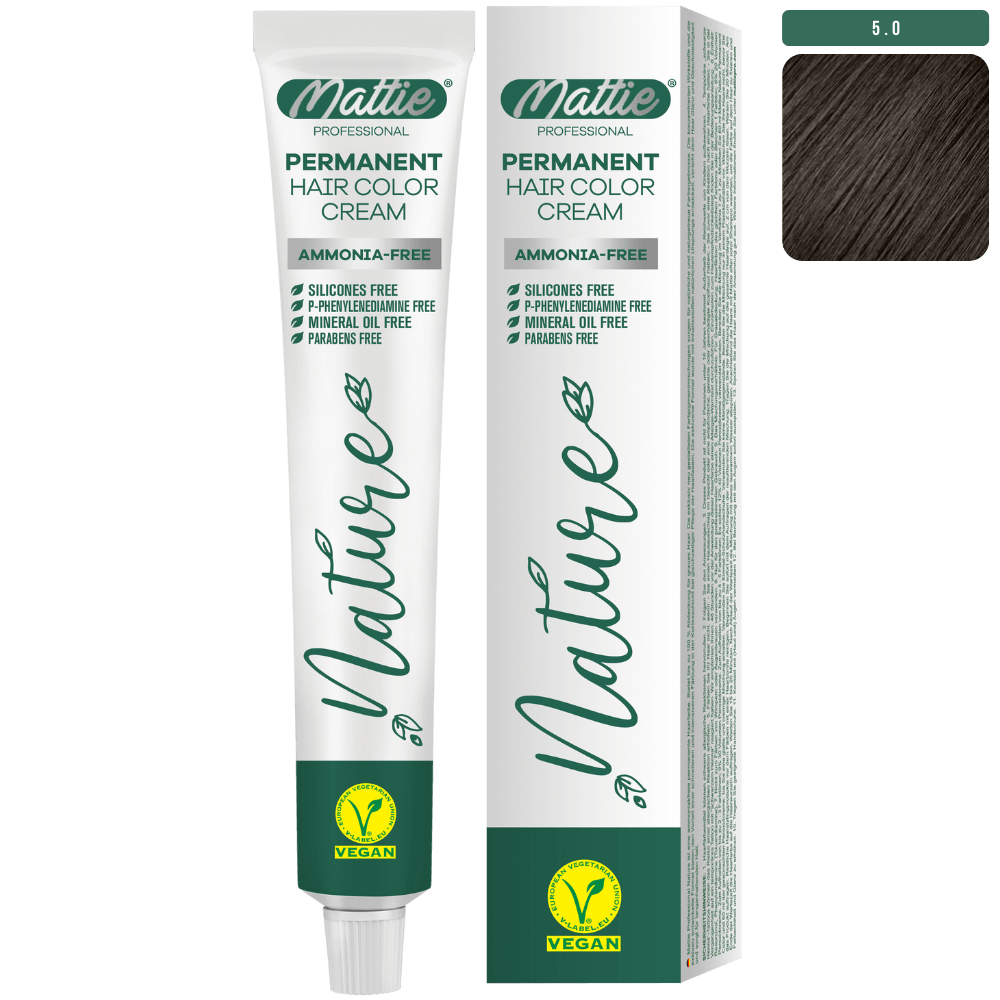 Mattie Professional Nature (5.0) Brun Clair Intense - Crème De Coloration Permanente Végane 60ml